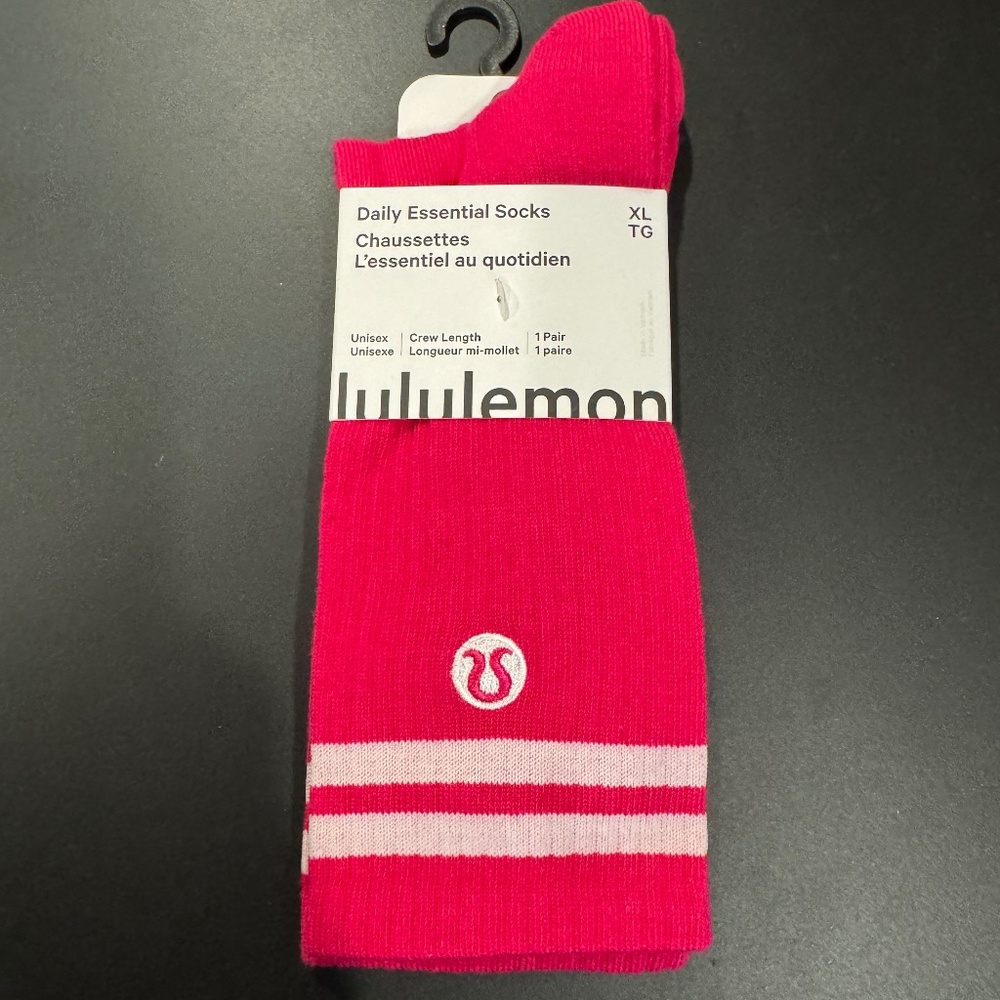 Lululemon Daily Essential Socks~Unisex~ Calypso Pink~XL